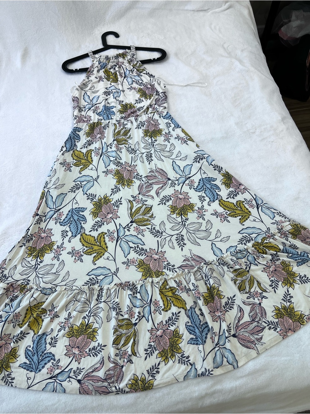 Rachel Zoe Cream Floral Halter Maxi Dress S - Picture 3 of 8